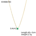 Collier minimaliste en or avec pendentif rond vert émeraude de 0,4 cm et chaîne réglable - 40+5cm / Collier gemme ronde(XX48861B3) / Émeraude