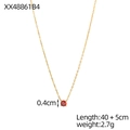 Collier doré minimaliste avec pendentif pierre rouge 0,4cm et chaîne réglable 45cm - 40+5cm / Collier gemme ronde(XX48861B4) / Rouge