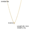Collier doré minimaliste avec pendentif zircon 0,4 cm et chaîne ajustable de 45 cm - 40+5cm / Collier gemme ronde(XX48861B6) / Blanc