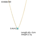 Élégant collier de naissance doré avec pendentif bleu ciel de 0,4cm et chaîne de 45cm - 40+5cm / Collier gemme ronde(XX48861B9) / Bleu ciel