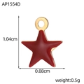 Star-shaped gold pendant with red enamel inlay showing 1.04cm height dimensions - Red Pentagram Style (AP1554D)