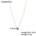Collier chaîne dorée avec pendentif gemme ronde bleu foncé 0,4 cm et maillon réglable 40+5 cm - 40+5cm / Collier gemme ronde(XX48861B12) / Bleu foncé