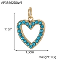 Detailed view of 1.1cm golden heart pendant with blue rhinestones and measurements - Blue Zirconia Heart Style (AP35662D0W1)