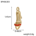 Macro shot of gold high heel pendant with red rhinestones and dimensional markings - Rhinestone High Heel Style (BP4063D3)