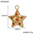 Détail du pendentif étoile doré avec dimensions 2,01cm x 1,68cm et un poids de 4,2g - Pendentif Étoile Strass Orange (BP3962D1)