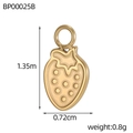 Detailed macro view of golden strawberry pendant charm with circular hook for jewelry DIY - Gold Strawberry Style (BP00025B)
