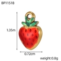 Detail of red strawberry charm with dimensions 1.35cm by 0.72cm and 0.8g weight - Red Drip Oil Strawberry Style (BP1151B)