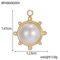 Detailansicht des sonnenförmigen Goldperlenanhängers für DIY-Schmuck, 1,47 cm x 1,23 cm - Künstliche Perle Mittelstein Rundstil (BP48606D04)