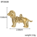 Golden dachshund pendant with bow detail for necklace and bracelet jewelry making - Teddy Dog (BP3868B)
