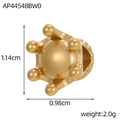 Macro shot of gold crown spacer bead showing 1.14cm height and 0.98cm width dimensions - Hexagonal Crown Charm Bead (AP44548BW0)