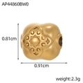 Golden matte stainless steel floral bead bead for DIY jewelry with size dimensions - Four Petal Mandala Relief Bead (AP44860BW0)
