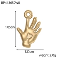 Polished gold stainless steel hand charm with heart detail and dimensions 1.85x1.17cm - Heart Palm (BP44365DW0)
