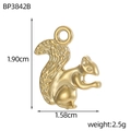 Pendentif écureuil en acier inoxydable doré pour bijoux DIY avec finition métal poli - Écureuil (BP3842B)