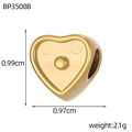 Dimensioni dettagliate per perla a cuore dorata con altezza 0,99 cm e larghezza 0,97 cm - Ciondolo a Cuore con Punti Opachi (BP3508B)