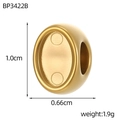 Vue détaillée de la perle cœur plaquée or 18k avec dimensions pour création bijoux - Perle à Panneau Encastré (BP3422B)
