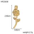 Pendentif rose en acier inoxydable doré mat pour colliers, 2,90cm x 1,00cm - Fleur de Rose (HP2365B)