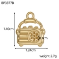 Pendentif radio vintage doré en acier inoxydable avec dimensions 1,40cm x 1,24cm - Radio (BP3877B)