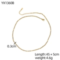 Dettaglio collana dorata da 45cm con dischi ovali a sbalzo e chiusura a moschettone - Catena a Piastre Goffrate Dorate (YX1360B)