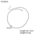 Detailed specs of the 39+5cm silver bead chain necklace with 0.3cm diameter beads - Silver Round Bead Necklace (YX1843A)