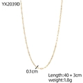 Detail view of gold stainless steel chain with 0.1cm width and 40+3cm length specs - Gold Flat Link Chain (YX2039D)