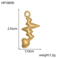 Pendentif zigzag doré abstrait avec base en cœur pour bijoux DIY hauteur 2,16 cm - Style Coeur Abstrait (HP1889D)