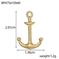 Pendentif ancre en acier inoxydable doré pour bijoux DIY, taille 2,01cm sur 1,38cm - Ancre (BP47561DW0)