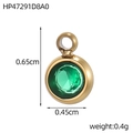 Detail of round green zircon pendant in gold plating with dimensions 0.65cm x 0.45cm - Mini Green Round Pendant (HP47291D8A0)
