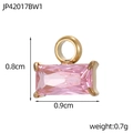 Pink rectangular zircon pendant with gold base showing dimensions 0.8cm and 0.9cm - Pink Rectangle Pendant (JP42017BW1)