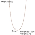 Detail view of rose gold beaded stainless steel chain with 38+5cm length and 0.2cm beads - Rose Gold Ball Bead Necklace (YX15471C0W0)