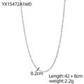Detail view of 0.2cm silver stainless steel beaded link chain with 42+8cm length - Silver Tiny Bead Necklace (YX15472A1W0)