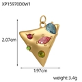 Detail eines 2,07 cm großen Goldanhängers mit fünf bunten eingelegten Edelsteinen - Geometrischer Umgekehrter Dreieck Edelstein Anhänger (XP15970D0W1)