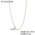 Detail of 0.2cm rose gold petal chain necklace showing 42cm length and 8cm extension - Rose Gold Lip Chain (YX15472C1W0)