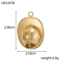 Pendentif casque de pompier doré en acier inoxydable de 2,90 cm sur 2,10 cm - Chapeau (HP2347B)