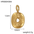 Vue détaillée d'un pendentif ovale doré en acier inoxydable avec texture radiale et dimensions - Style Ovale à Motif Radiant (HP000045BW)