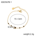 Gold plated geometric chain bracelet with black circular and square stones for women - Black Style (GS03567B-1)