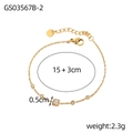 Detail of 18K gold minimalist thin chain bracelet with round and square cubic zirconia stones - White Style (GS03567B-2)