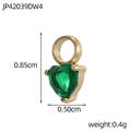 Detail of heart-cut green zircon pendant with gold frame, 0.85x0.50cm size dimensions - Green Heart Pendant (JP42039DW4)