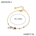 Detail view of gold chain bracelet with colorful cubic zirconia and lobster clasp - Multicolor Style (GS03567B-4)