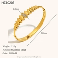 Dettagli del bracciale a maglie in acciaio dorato con diametro 56,6mm e peso 21,2g - Stile Strass a Blocchi di Oliva (HZ1020B) / Oro