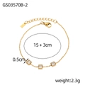 Detail showing gold beaded chain with three square zircons and S.Steel tag, 15+3cm length - Beaded White Style (GS03570B-2)