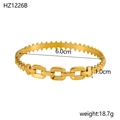 Dettaglio del bracciale dorato a catena con indicazione di dimensioni 6,0 cm e peso - Stile a Ingranaggi a Catena in Stile Industriale (HZ1226B) / Oro