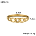 Dettaglio del bracciale a catena dorato con diametro di 6,0cm e larghezza specificata - Stile Trama Catena Oro (HZ1347B)