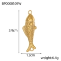 Detailed view of golden fish pendant charm with scale texture and size measurements - 3D Texture Fish (BP000059BW)