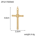 Pendentif croix en acier inoxydable doré avec texture nid d'abeille et 4 cm de long - Croix à Texture Nid d'Abeille (ZP32170D0W0)
