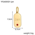 Minimalistischer Goldanhänger aus Edelstahl mit rotem Zirkon und Jan Gravur - Yp26005d1-jan-januar