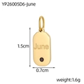 Detaillierte Maße des goldenen Edelstahl Anhängers für Juni mit Zirkonia, Größe 1,5cm x 0,7cm - Yp26005d6-juni