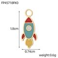Detail view of colorful enamel rocket pendant with 1.8cm height and 0.74cm width dimensions - Three-color Rocket Style (FP45718FK0)