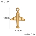 Detailed view of tiny gold airplane charm with 1.02cm height and 0.78cm width measurements - Airplane Style (HP1213D)
