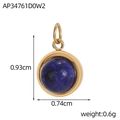 Detail of sunflower lapis lazuli pendant with gold steel base measuring 0.93cm by 0.74cm - Round Lapis Lazuli Pendant (AP34761D0W2)