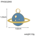 Detailed size view of light blue Saturn planet pendant with dimensions 1.35cm x 1.82cm - Sky Blue Saturn Style (FP45832DK0)